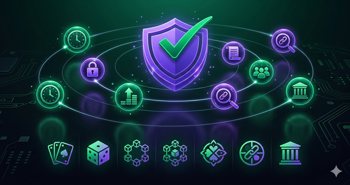 7 criterios para elegir un casino crypto seguro - escudo con iconos de verificacion