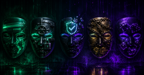 5 mascaras representando las estafas mas comunes en casinos crypto